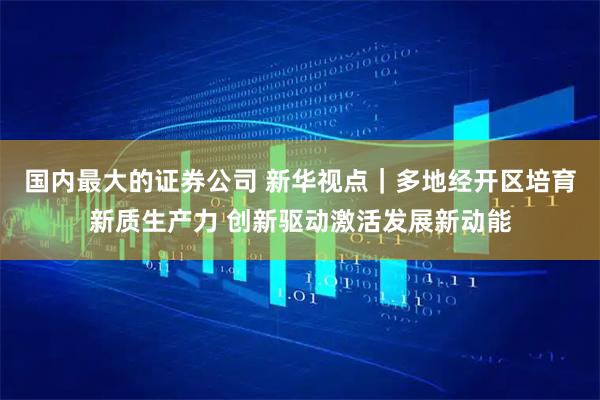 国内最大的证券公司 新华视点｜多地经开区培育新质生产力 创新驱动激活发展新动能